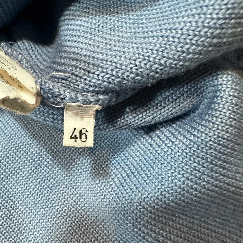 Fendi Women’s Blue Full Zip Collared Ribbed Knit Cardigan Size 10